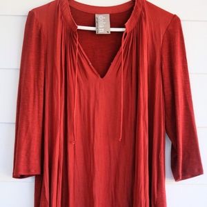 Anthropologie Dolan Mid Sleeve Orange Ruffle Shirt